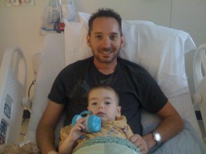 Jackson and Daddy 1 hour after surgery